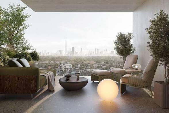 Terrasse d'une résidence Keturah Reserve avec vue sur le Burj Khalifa