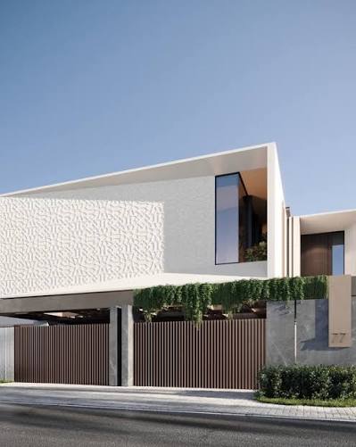 Façade d'une villa contemporaine à Keturah Reserve, Dubaï