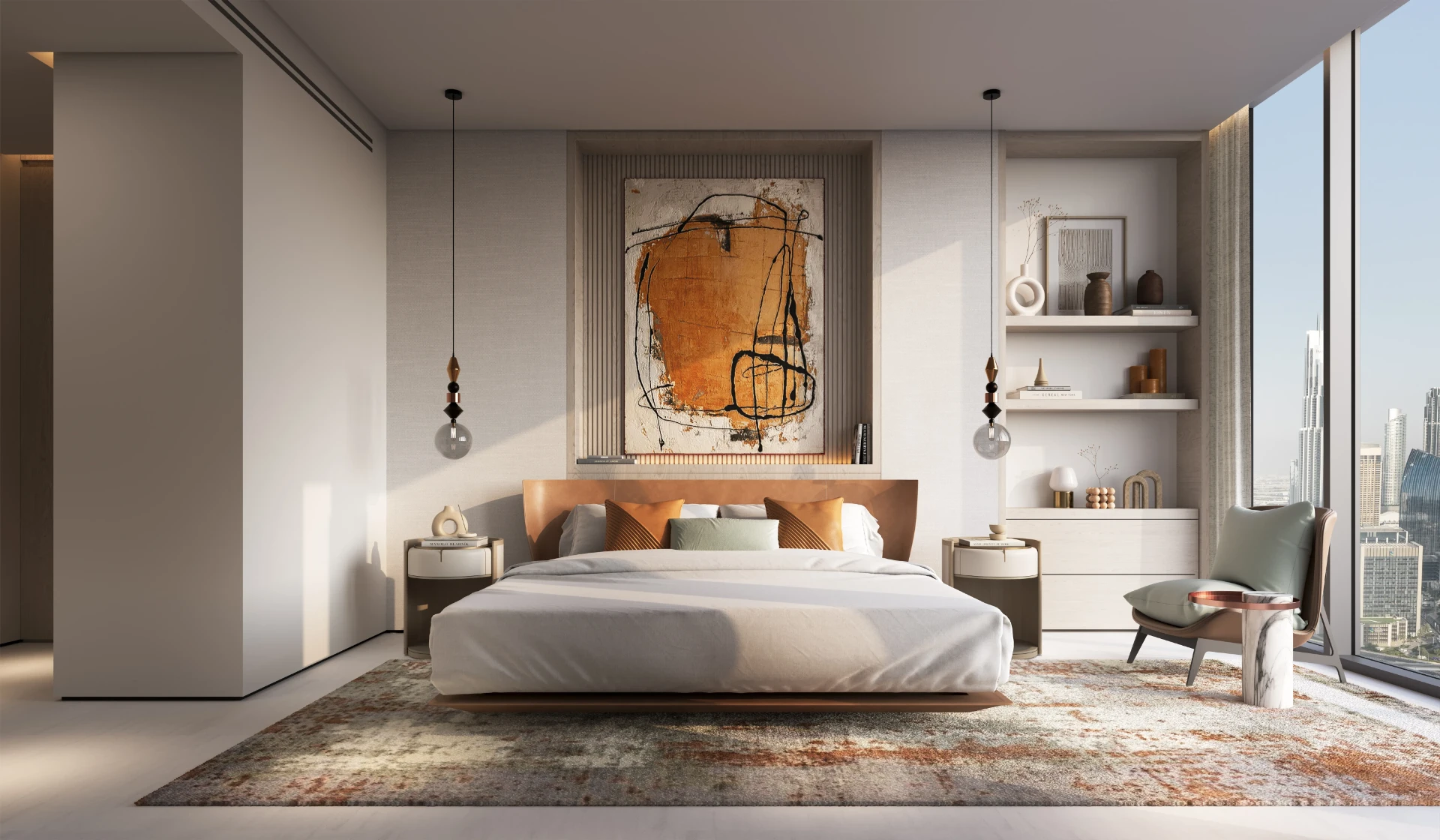 Master bedroom of a 3 bedroom apartment at Verve, City Walk