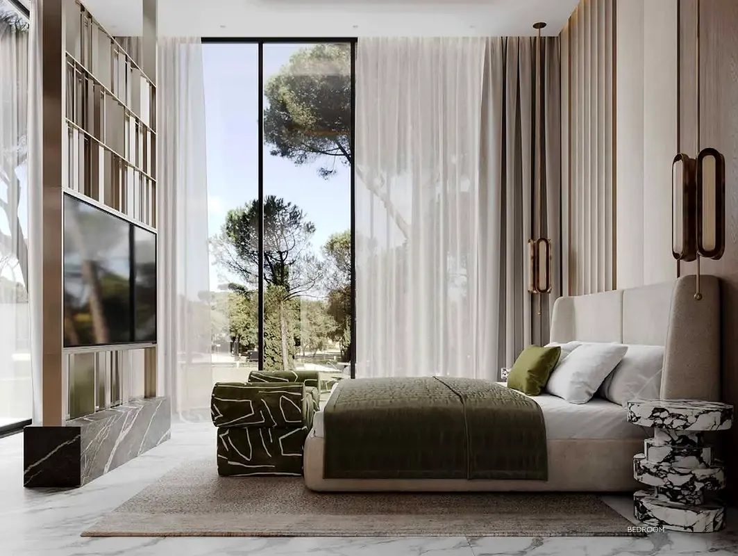 Master bedroom of a 5 bedroom villa at LUA Villas, Meydan