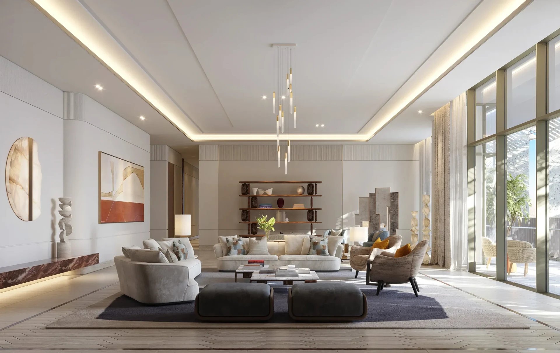 Salon lumineux d’une résidence Four Seasons Private Residences DIFC