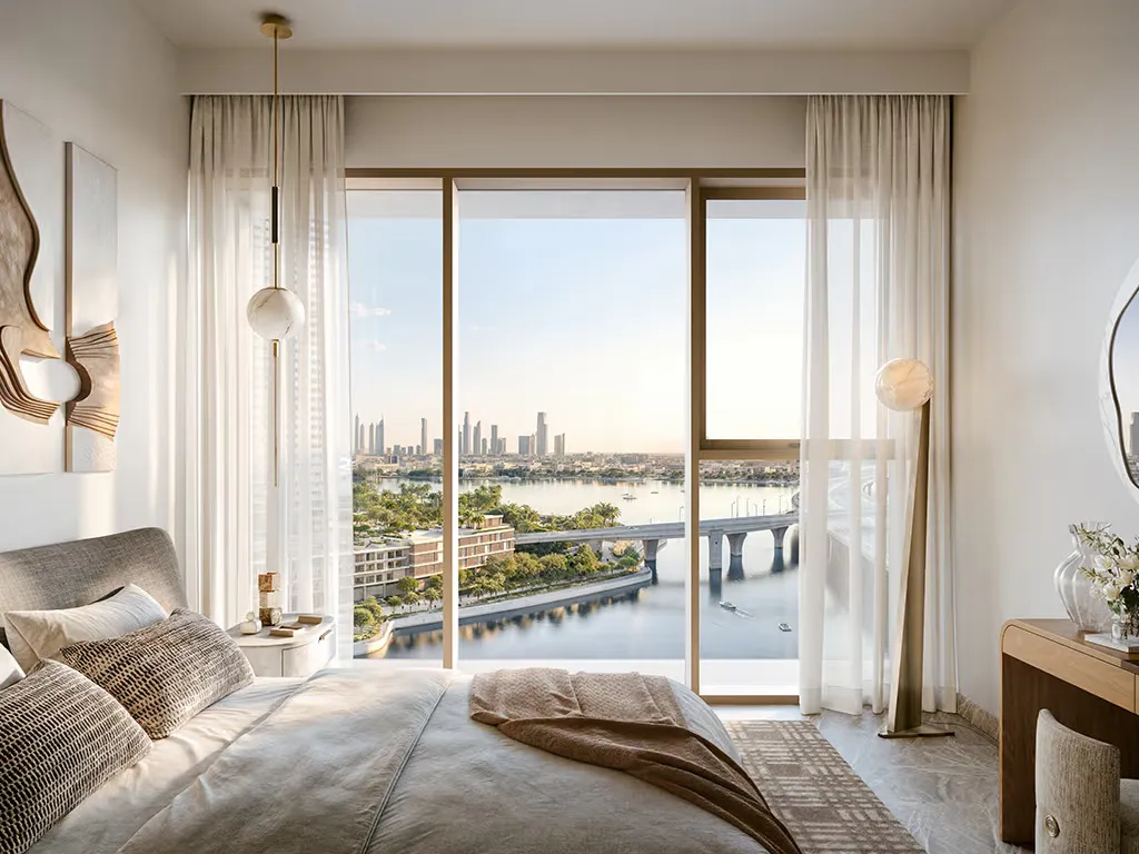 Master bedroom of a 2 bedroom at Palace Creek Blue, Dubai Creek Harbour