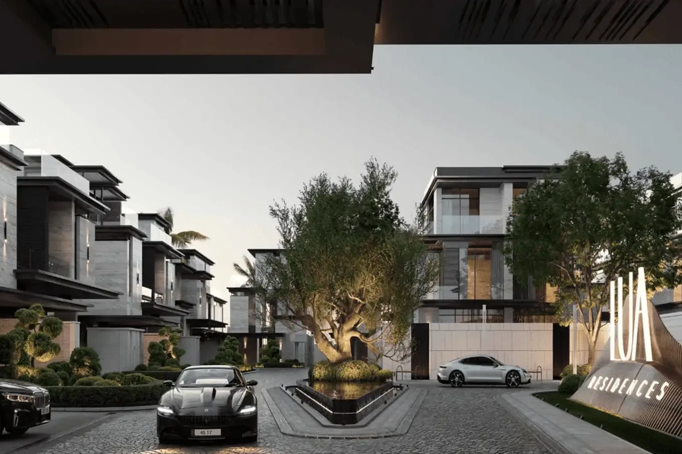 Entrance to the gated LUA Residences community in Meydan