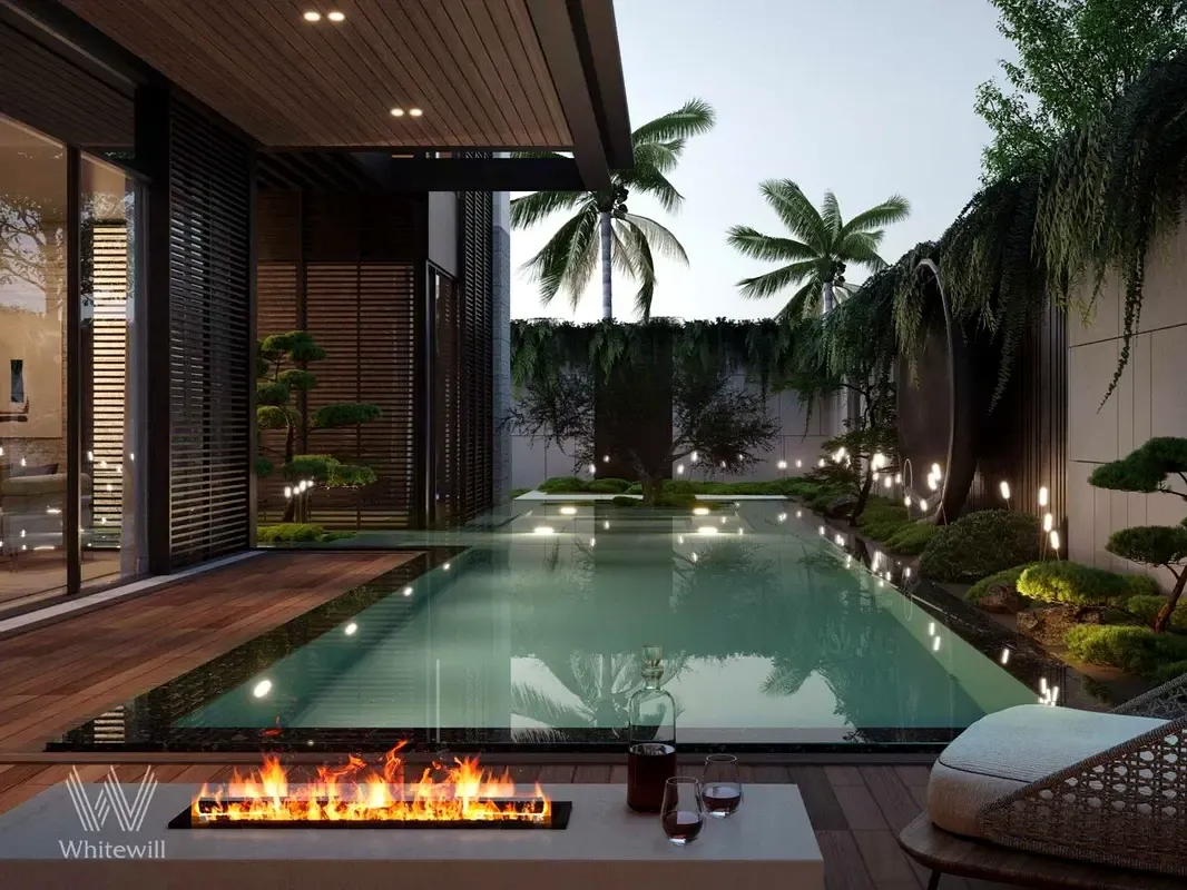 Private pool and garden of a LUA villa in Meydan